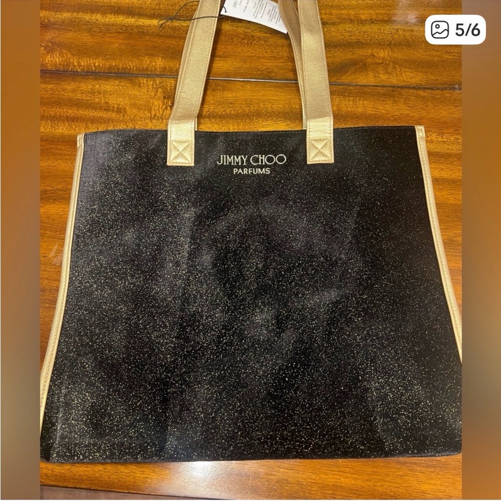 Jimmy Choo Black and Gold Tote Bag NWT